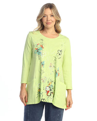 Lime Confetti Mineral Wash with Linen Contrast Tunic