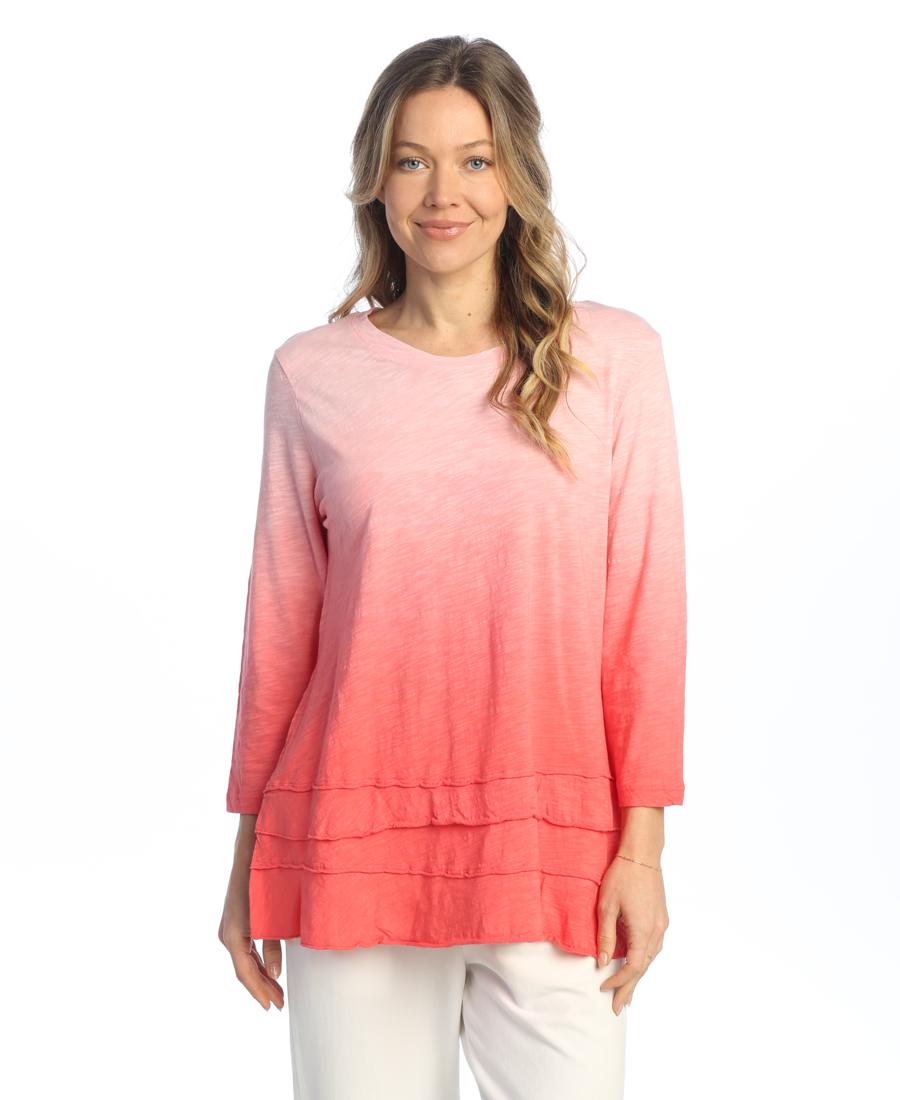 Pink Dip Dye Mineral Wash 100% Cotton Slub Layered Tunic