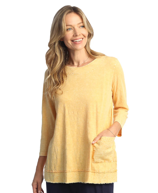 Wheat 100% Cotton Slub Tunic Top With Pocket