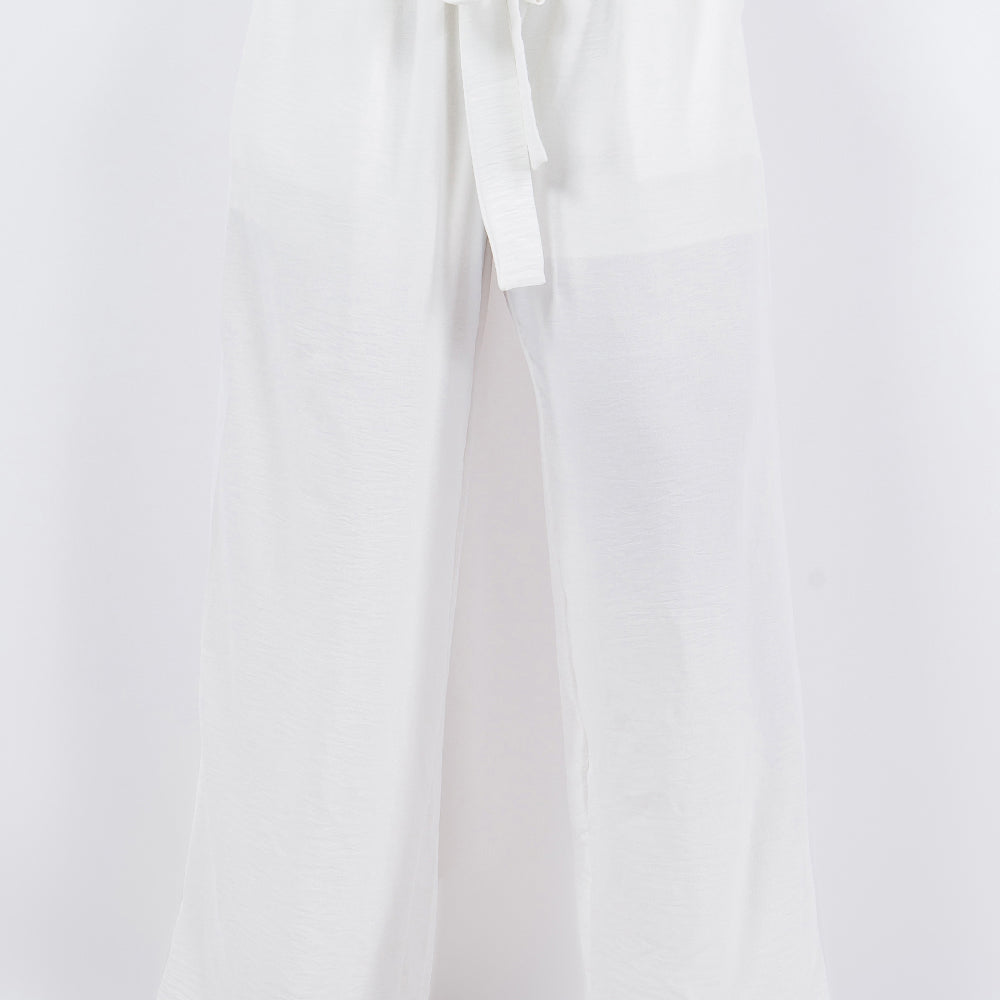 White Flowy Dress Pant with Tie