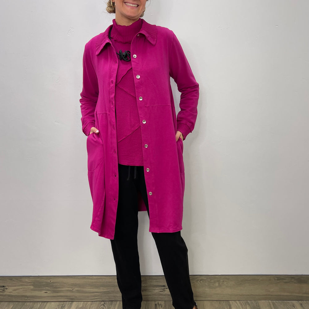 Magenta Button Down Bee Coat