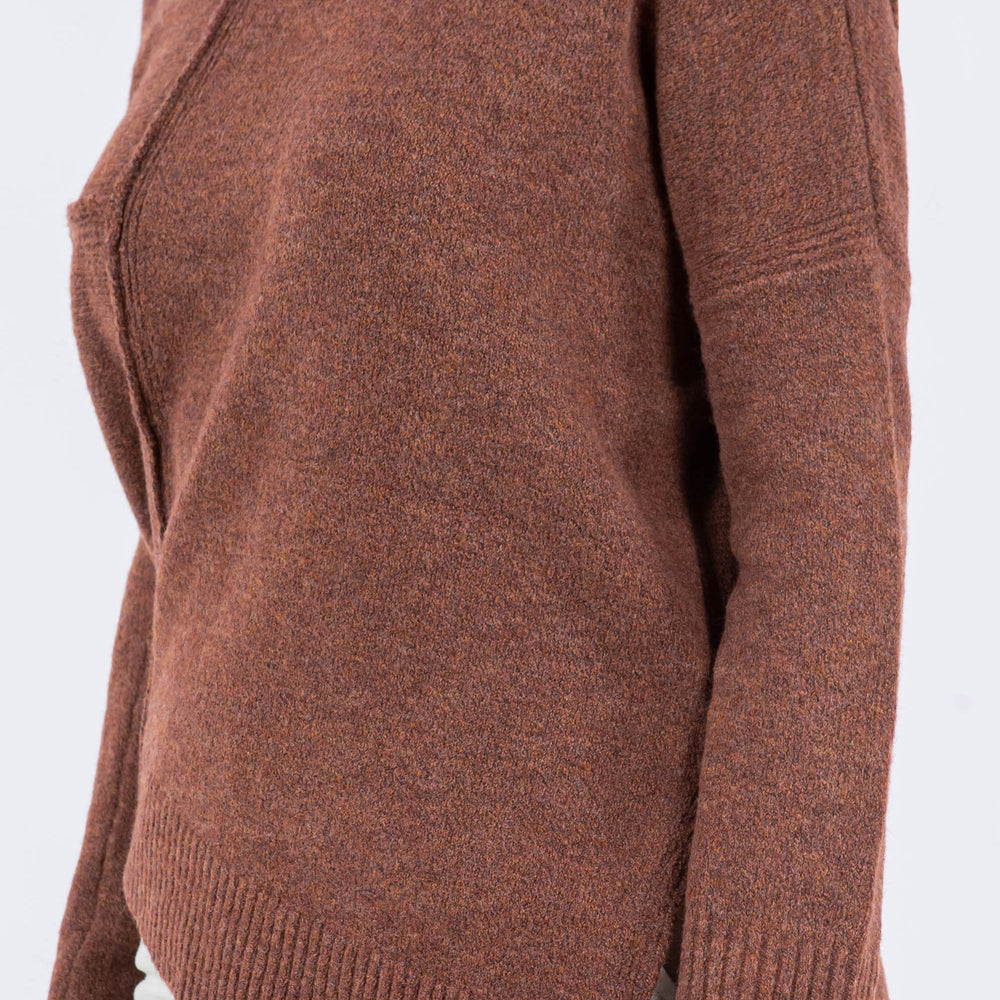 
                  
                    Cognac Brown Asymmetrical Symphony Slit Sweater
                  
                