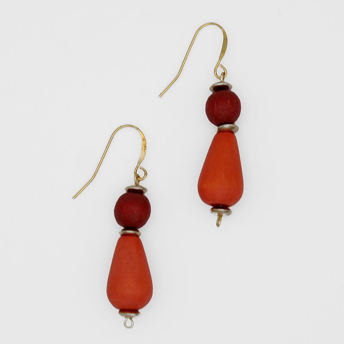 Orange Geometric Drop Statement Earring