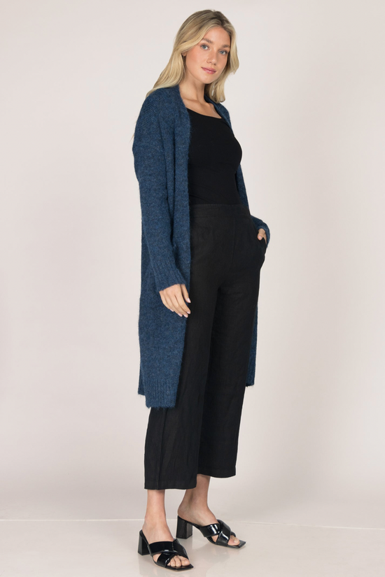 Load image into Gallery viewer, Navy Peony Long Two Pocket Cardigan
