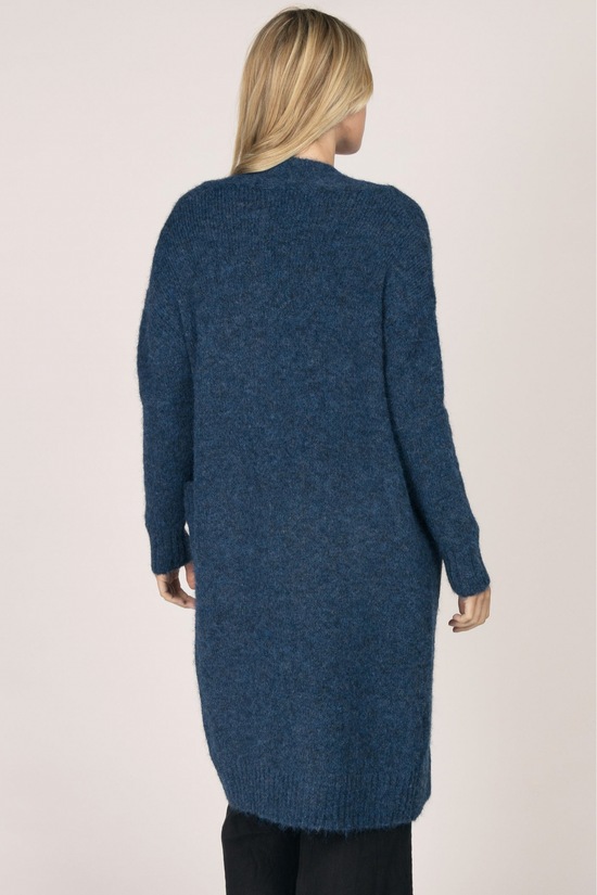 Load image into Gallery viewer, Navy Peony Long Two Pocket Cardigan
