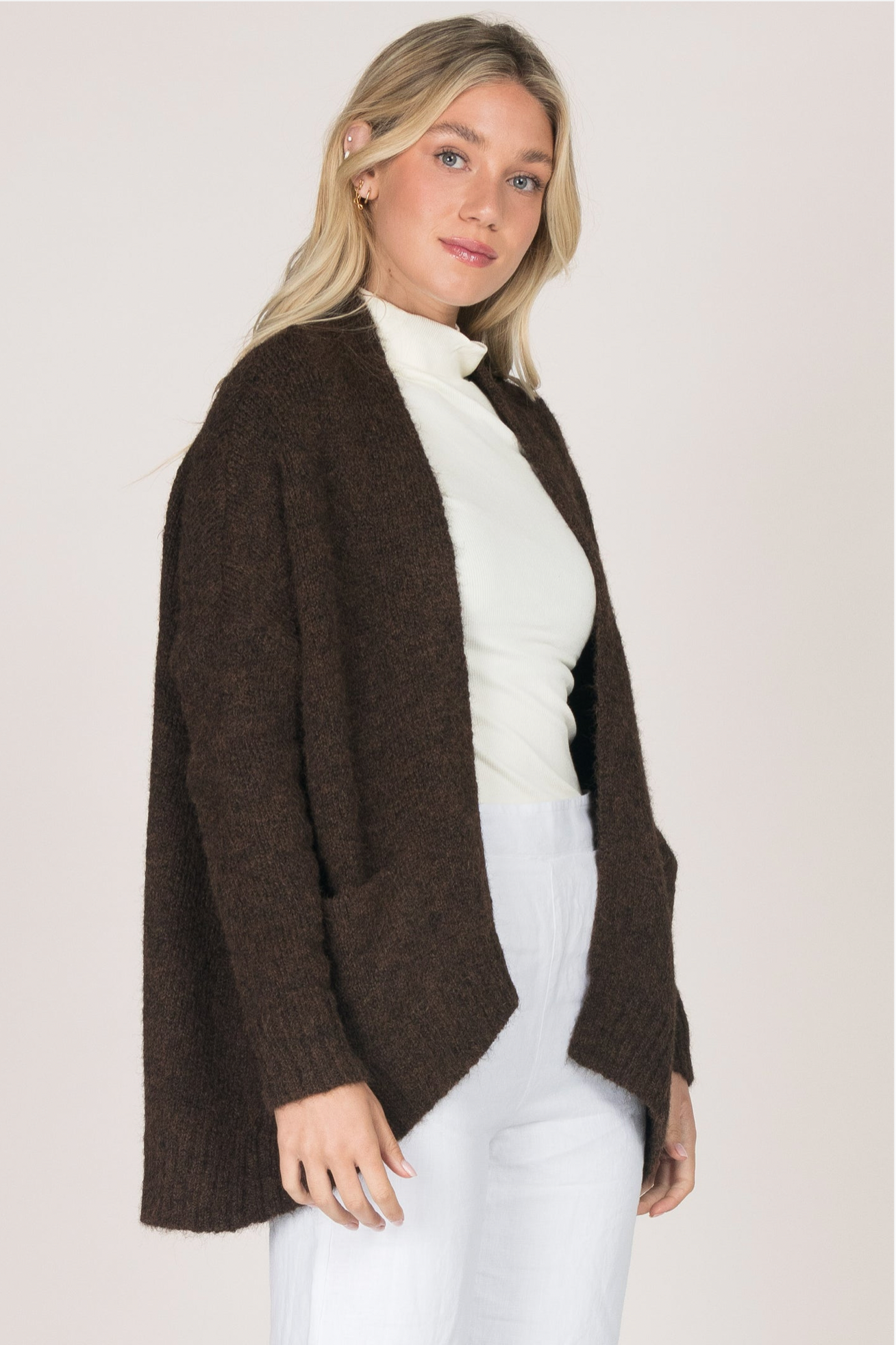 Cognac Soft Cardigan with Pockets