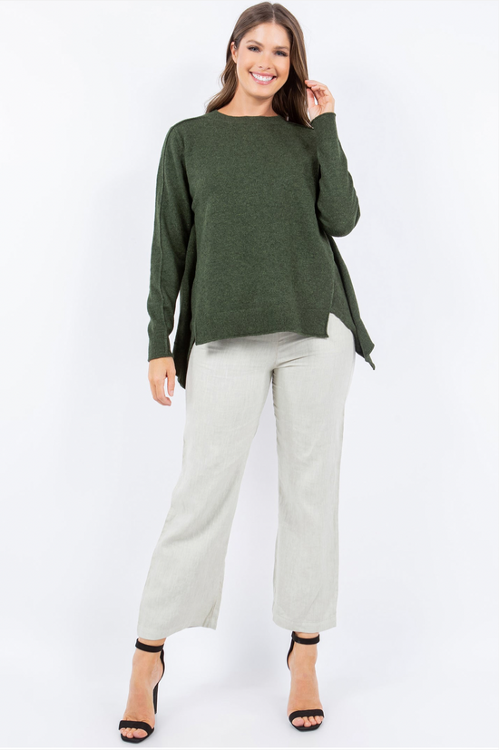Olive Sleek Seam Sweater