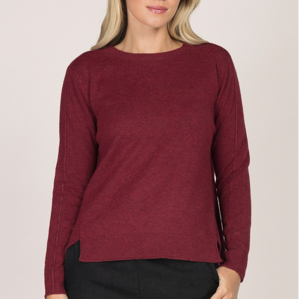 Burgundy Sleek Seam Sweater