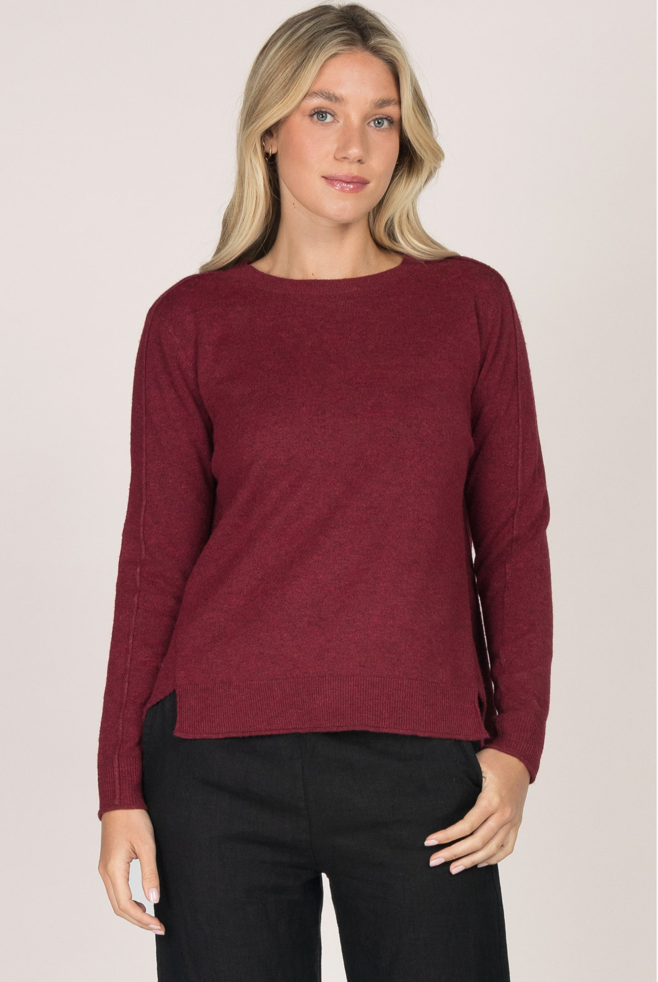 Burgundy Sleek Seam Sweater