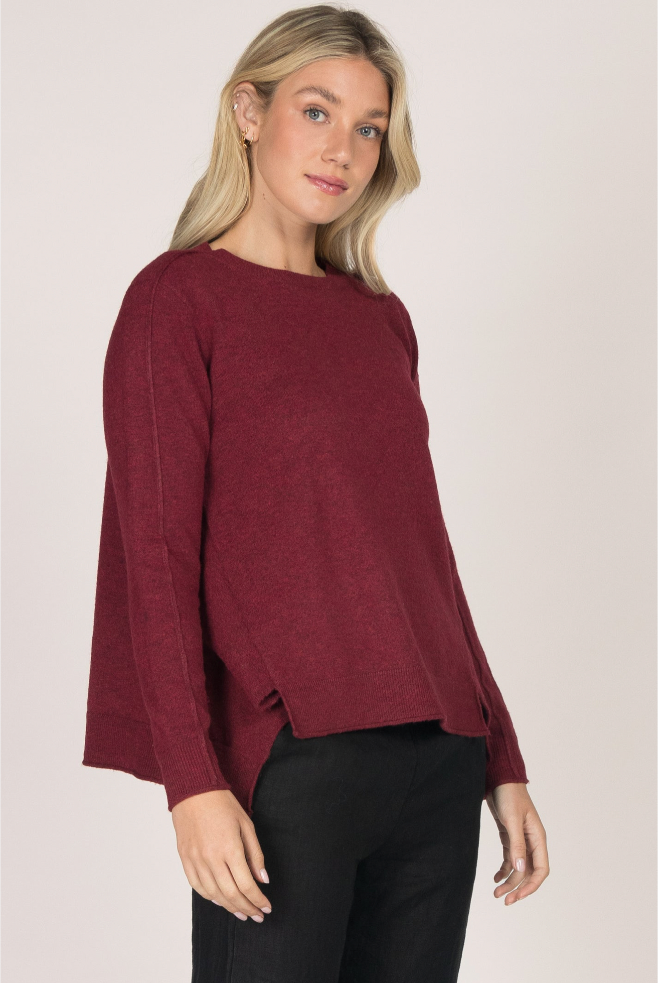 Burgundy Sleek Seam Sweater