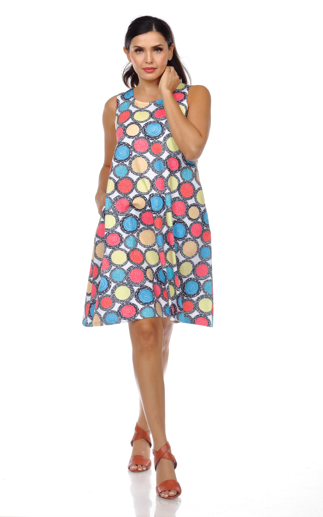 Polka Dot A-line Sleeveless Dress