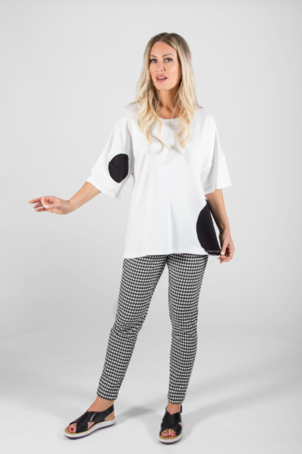 Short Sleeve White Top with Dots