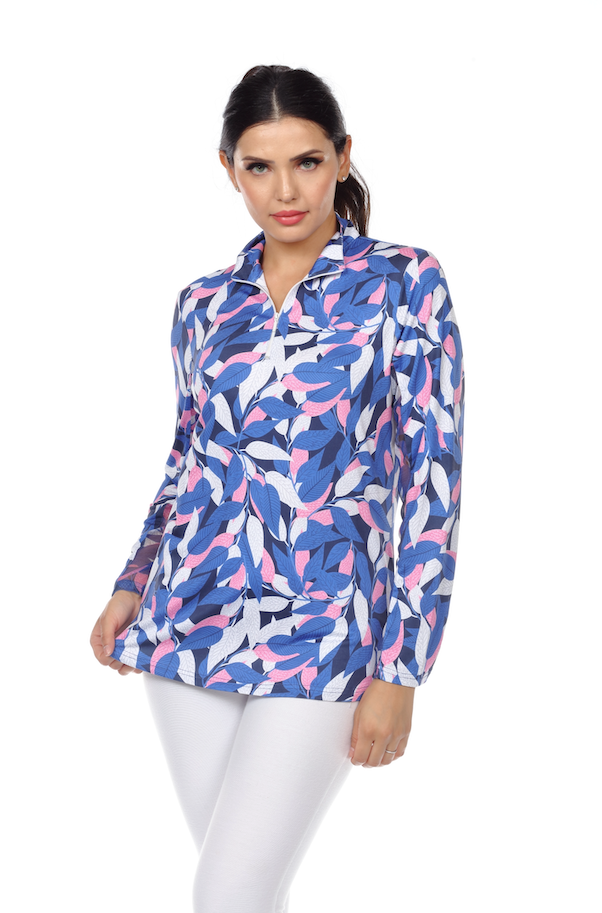 
                  
                    Purple Leaves Long Sleeve Top with Zippered Collar
                  
                