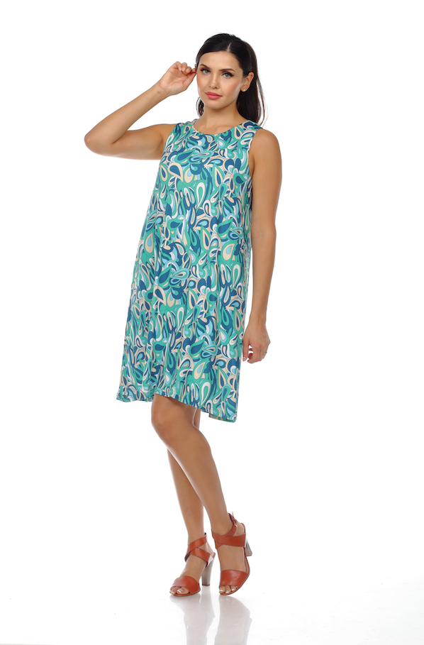 Blue Paisley Sleeveless Dress