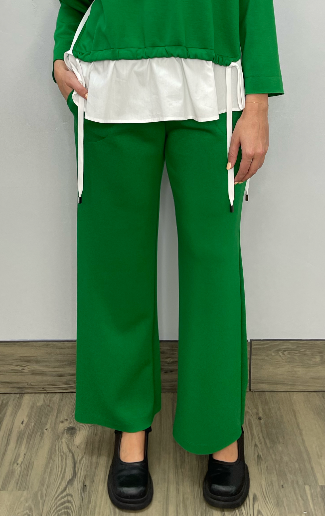 Green Wide Leg Back Pant