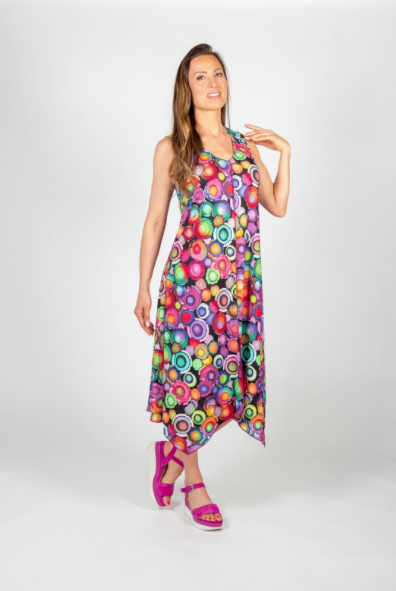 Colorful Polka Dot Sleeveless Dress