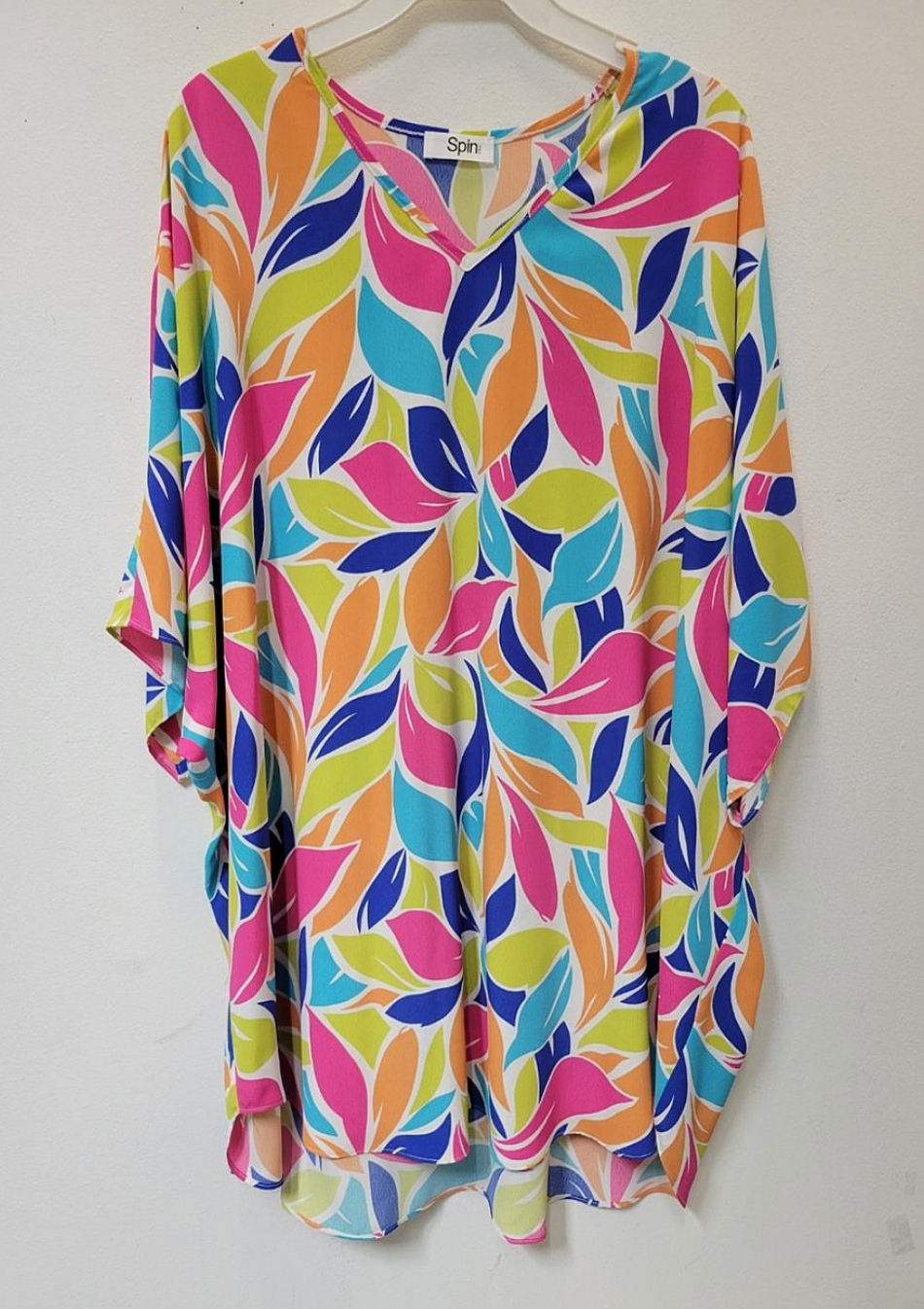 Bright Leaves V-Neck Oversized Top