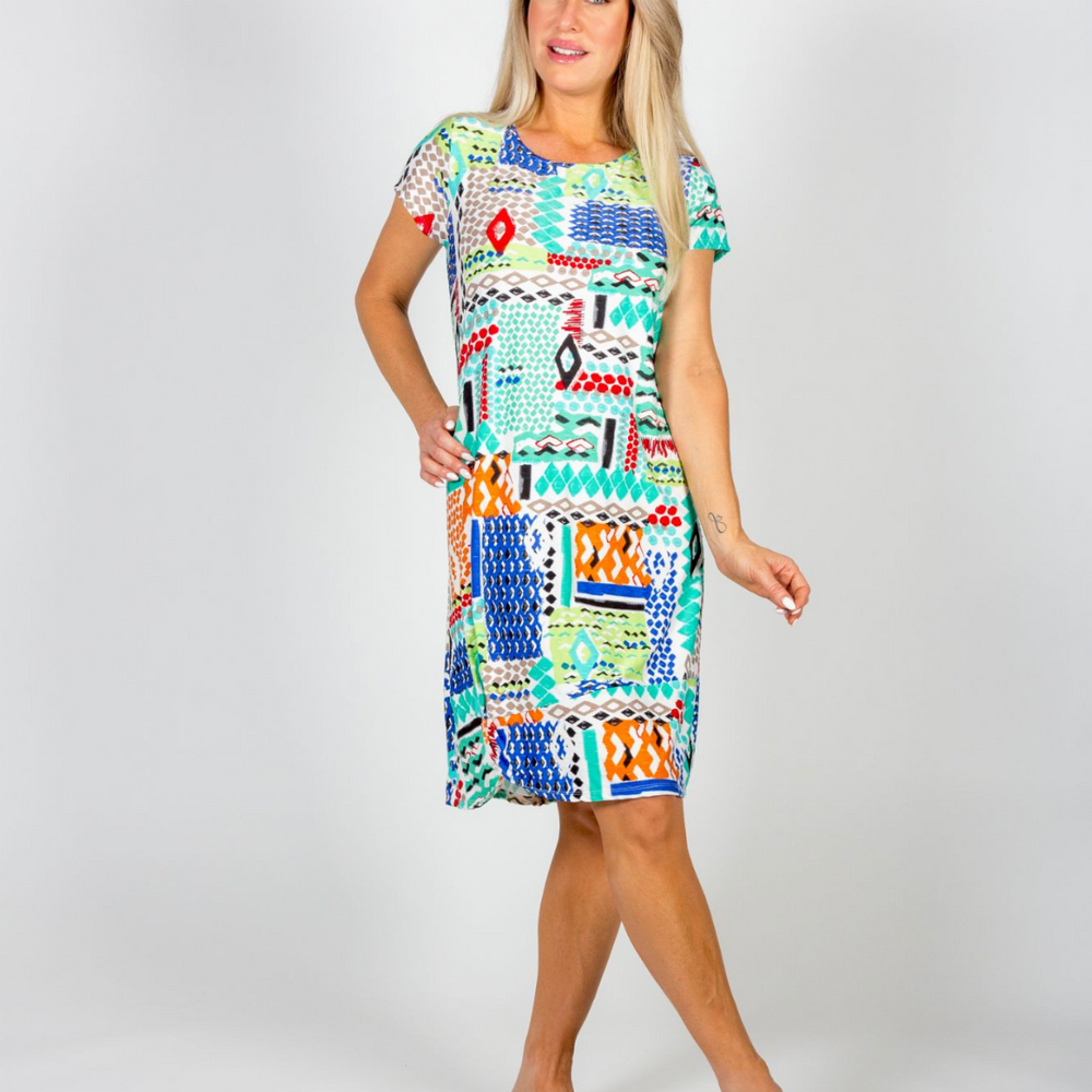 Aqua Zest Short Sleeve Dress