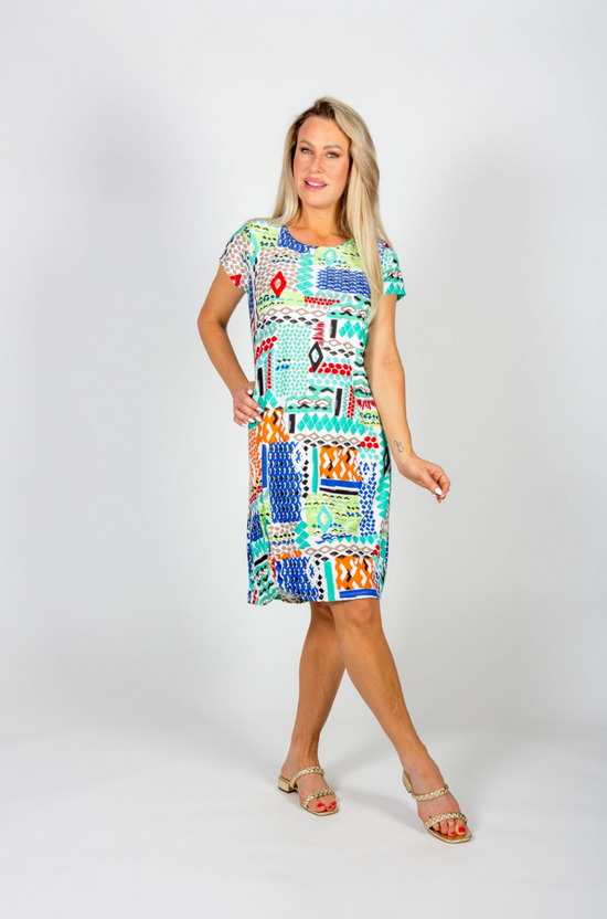 Aqua Zest Short Sleeve Dress