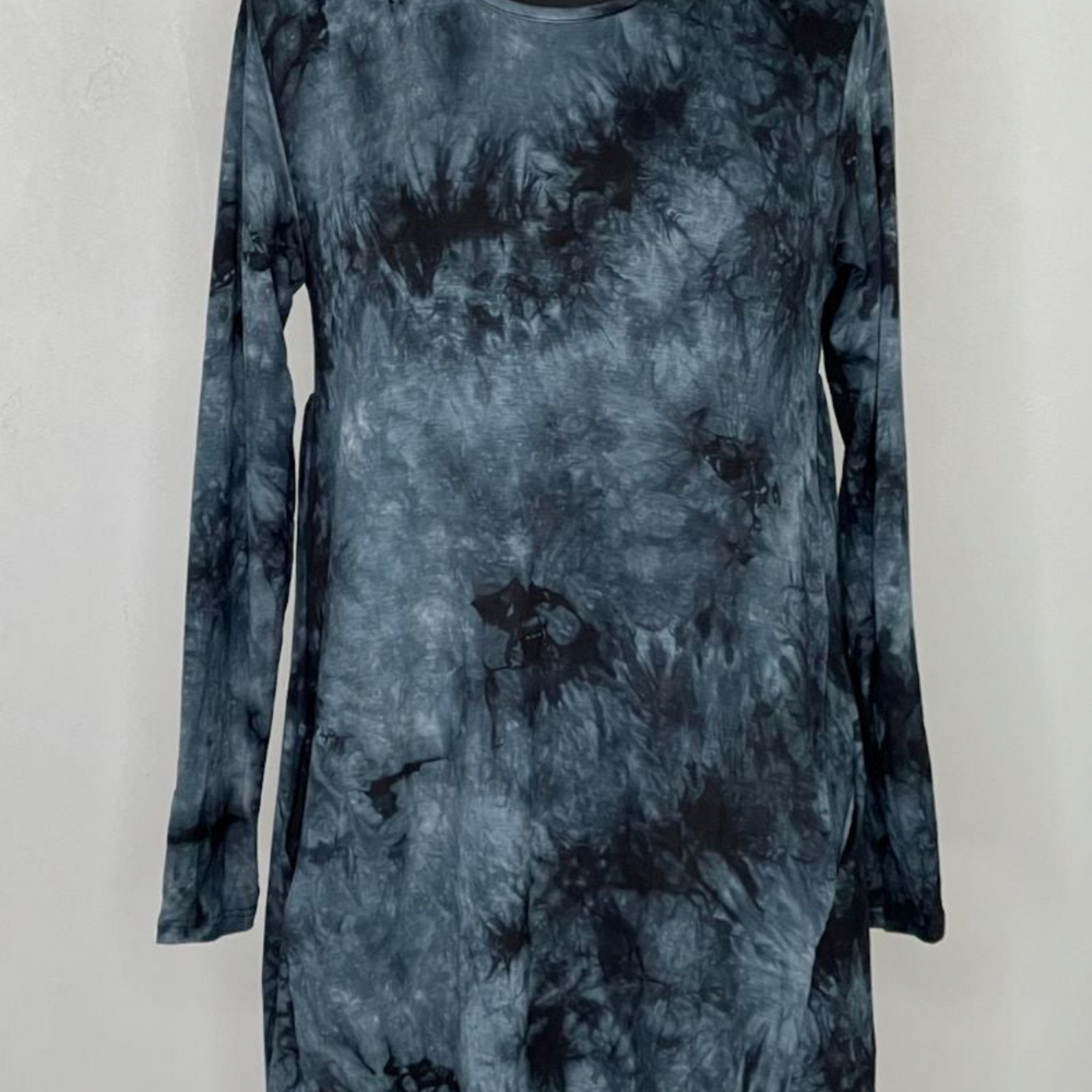 Black Tie Dye 2AM Long Sleeve Tunic with Pockets