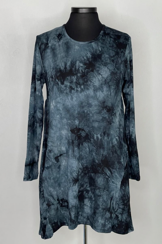 Black Tie Dye 2AM Long Sleeve Tunic with Pockets