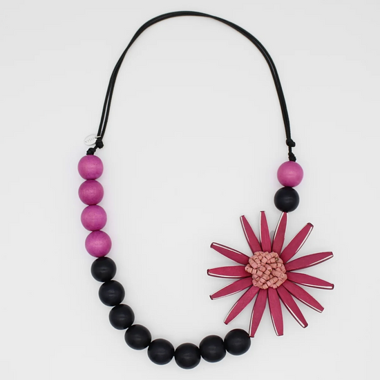 Chunky Magenta Flower Statement Necklace