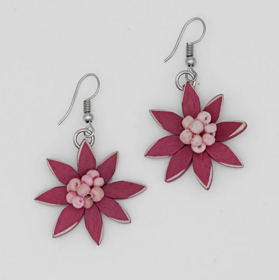 Magenta Flower Earrings