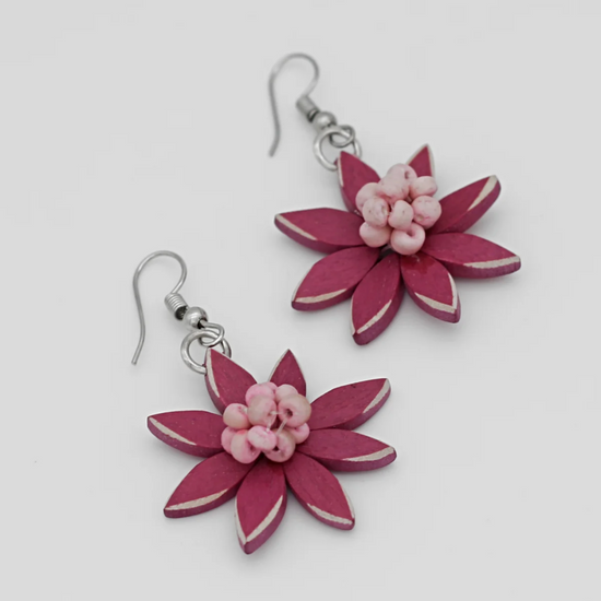 Magenta Flower Earrings