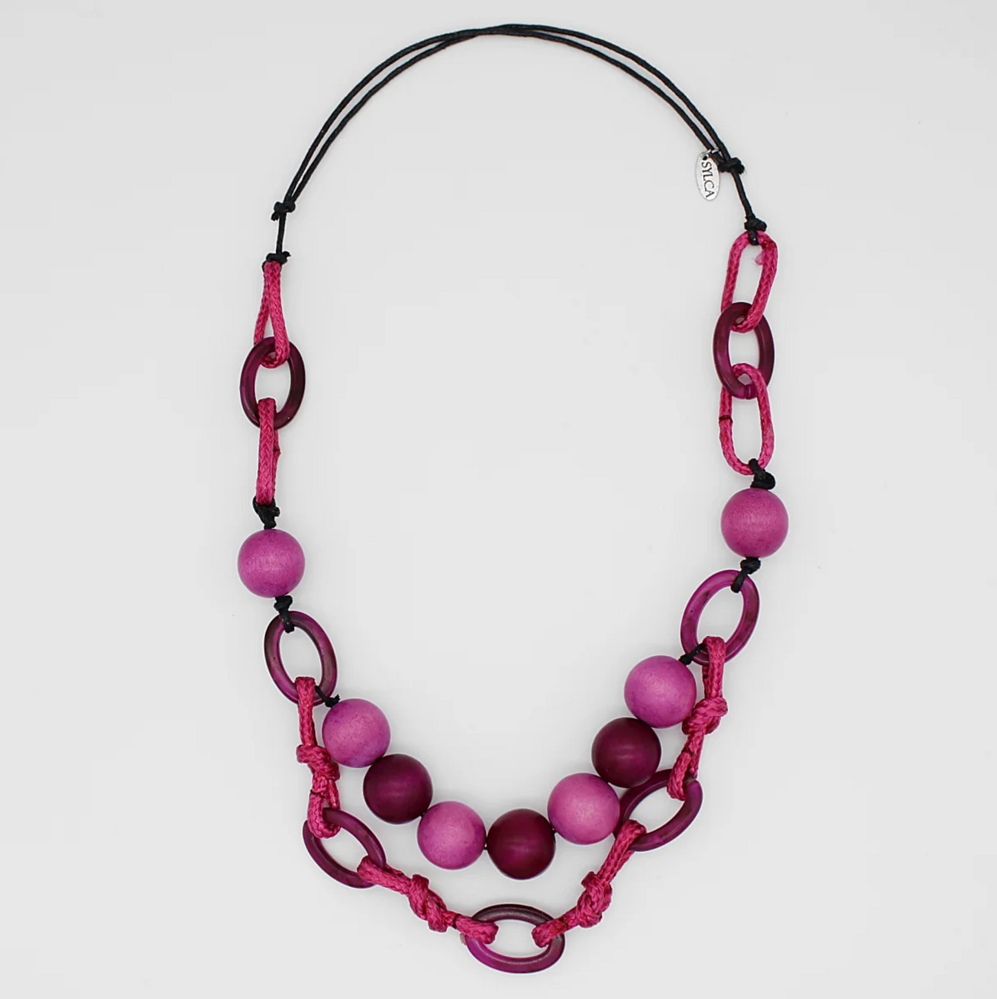 Fuchsia Double Strand Link Necklace