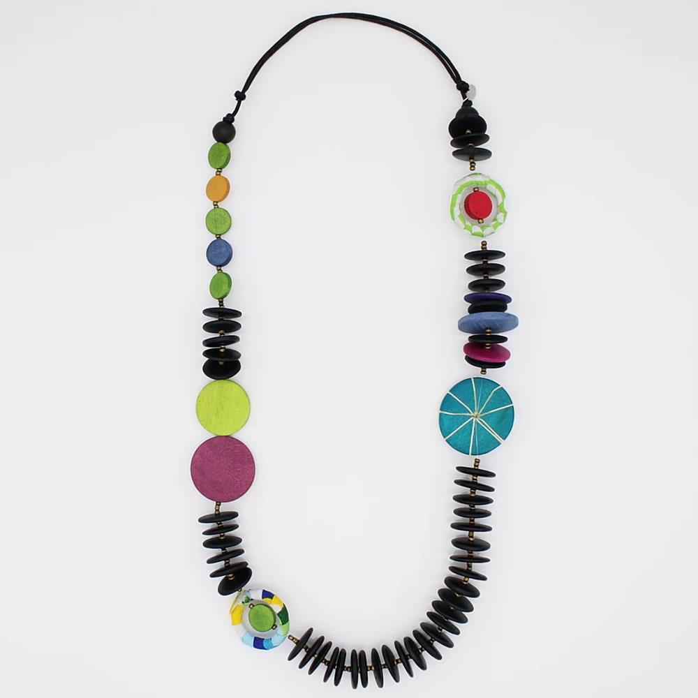 Colorful Wood Statement Necklace