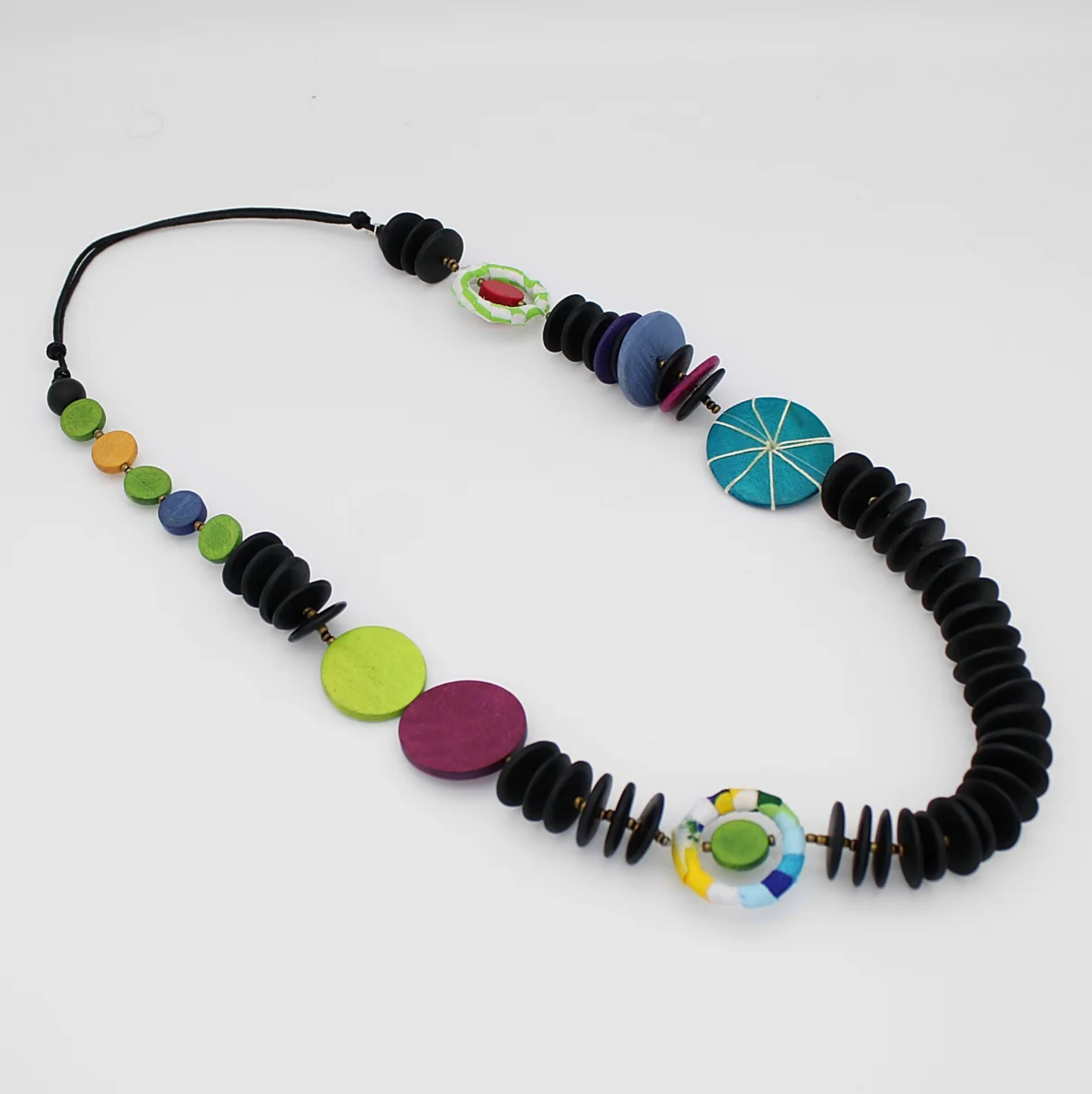 Colorful Wood Statement Necklace