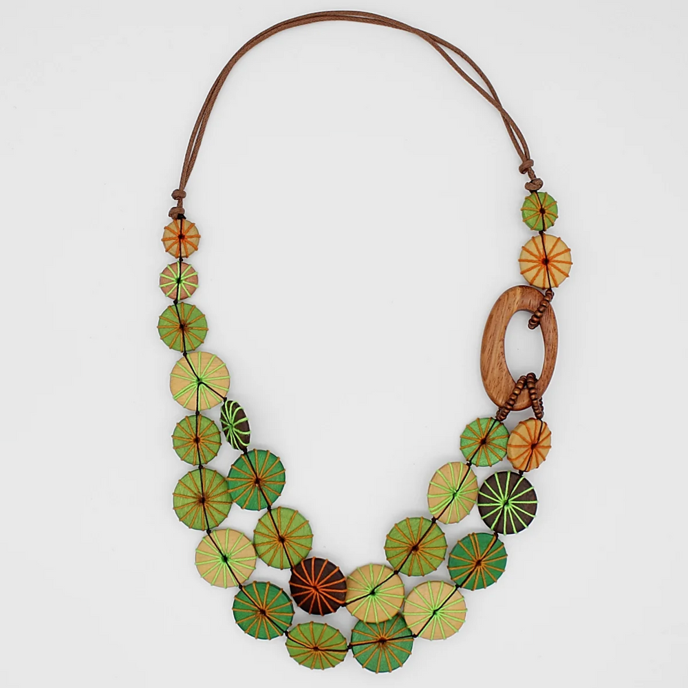 Nature Green Wood Necklace