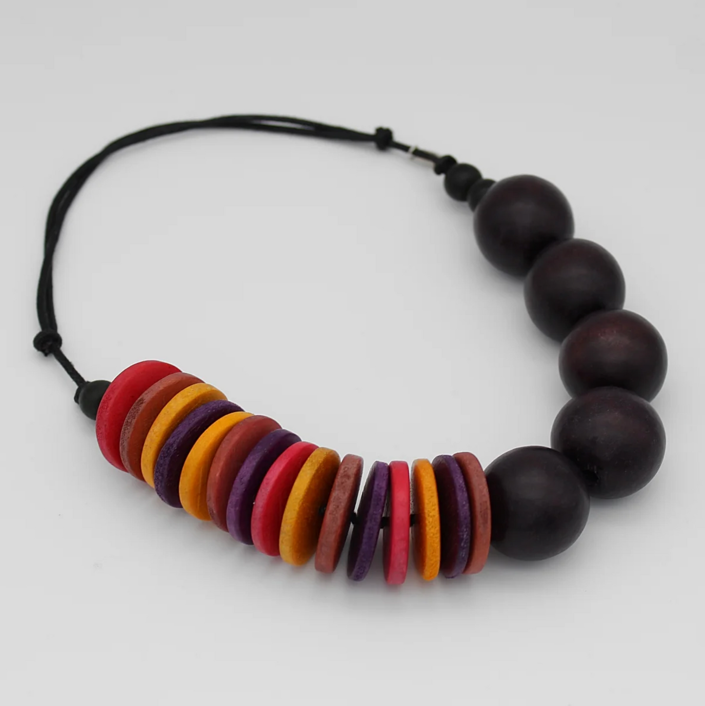 Brown Wood Multi Color Necklace