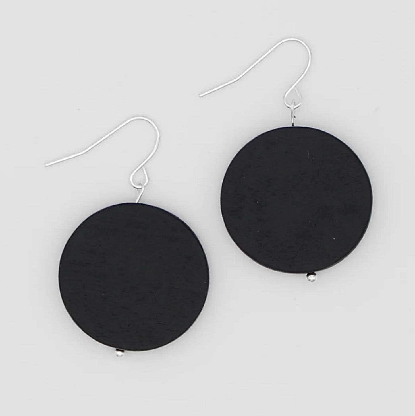 Black Wooden Dot Earrings