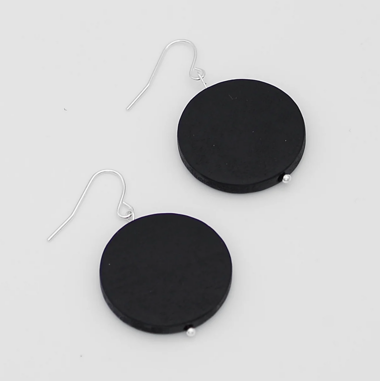 Black Wooden Dot Earrings