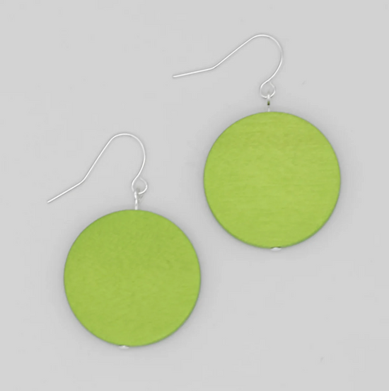 Neon Wooden Dot Earrings