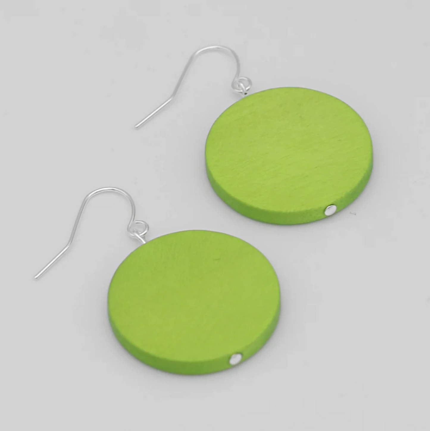 Neon Wooden Dot Earrings