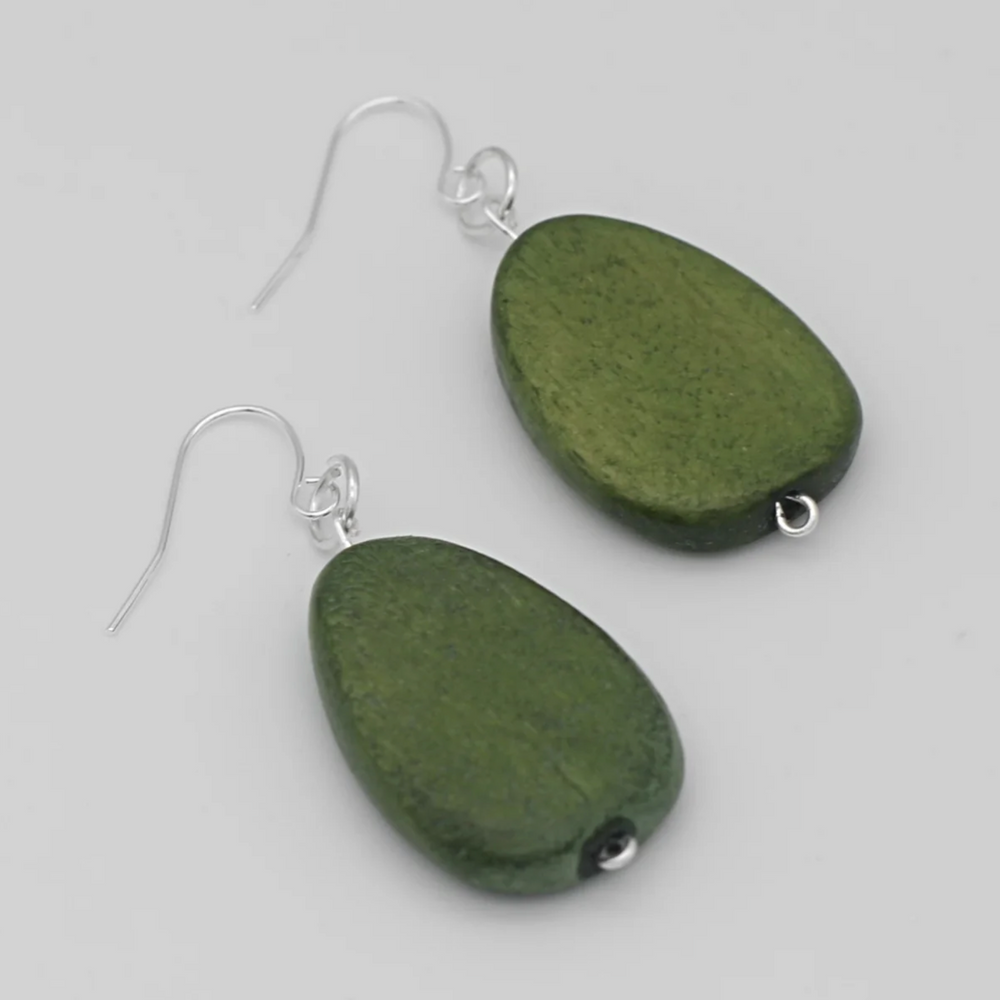 Forest Green Tear Drop Dangle Earrings