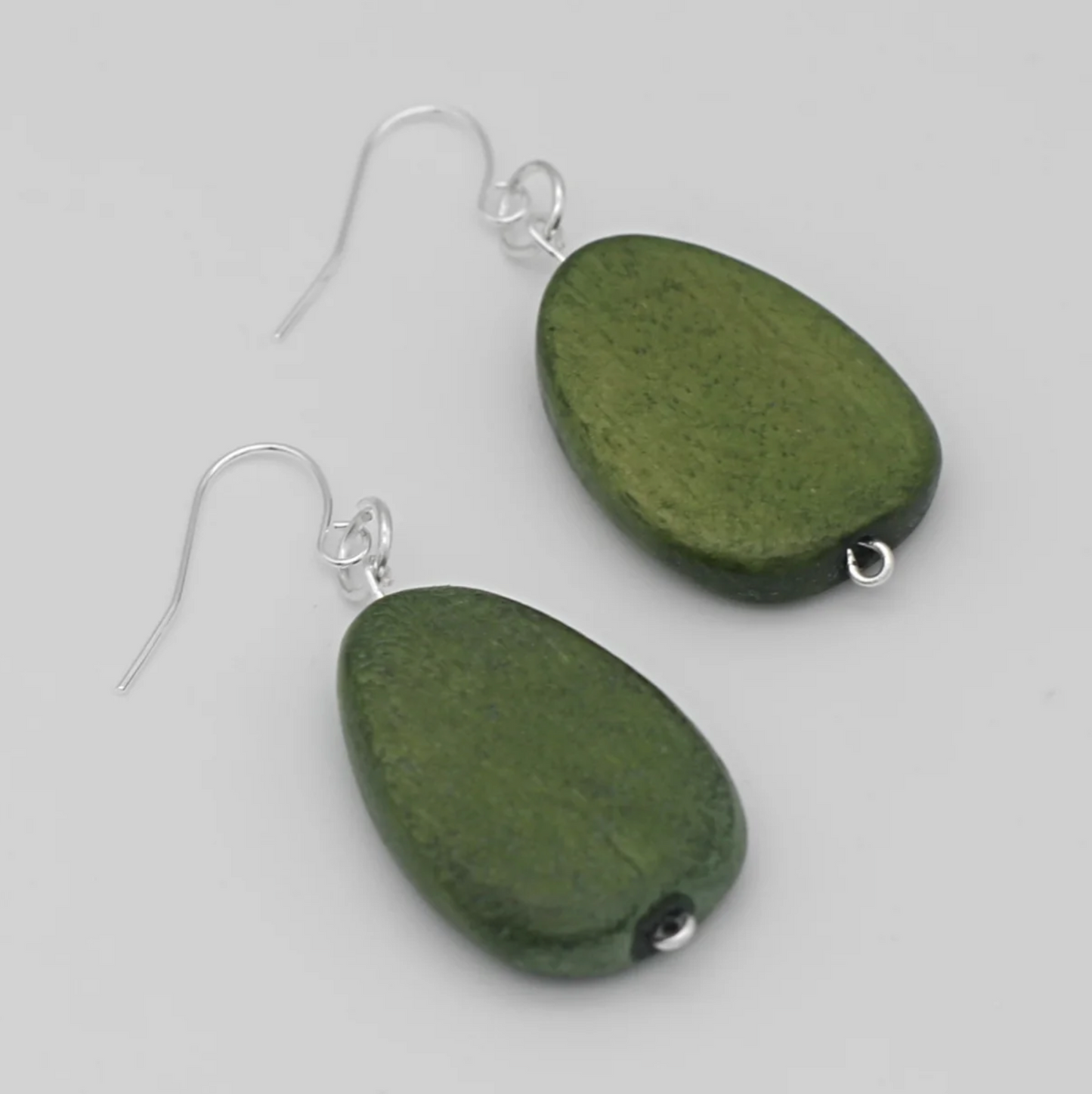 Forest Green Tear Drop Dangle Earrings