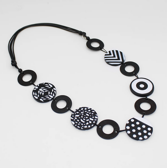 Celine Black and White Circle Statement Necklace