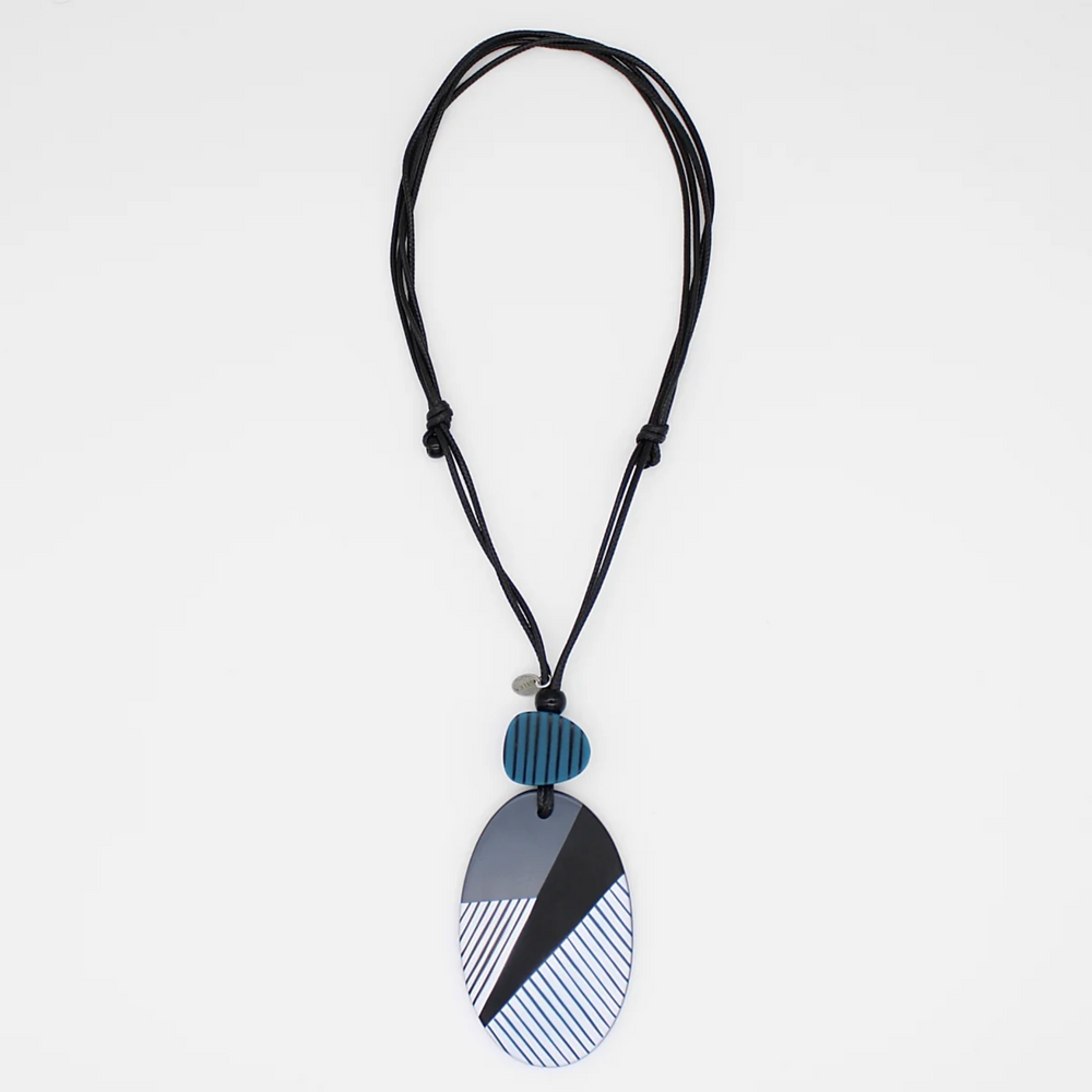 Contemporary Black White and Teal Solene Pendant