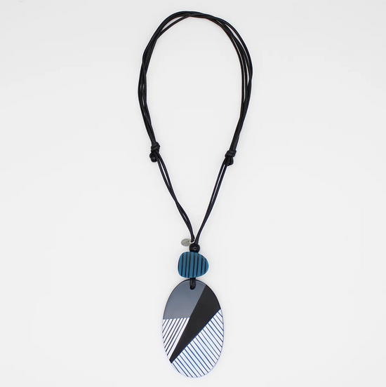 Contemporary Black White and Teal Solene Pendant