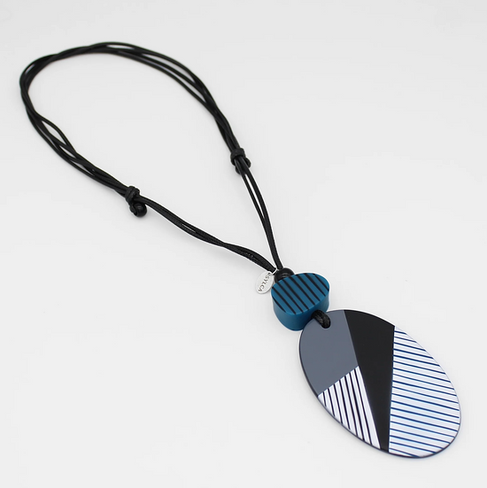 Contemporary Black White and Teal Solene Pendant