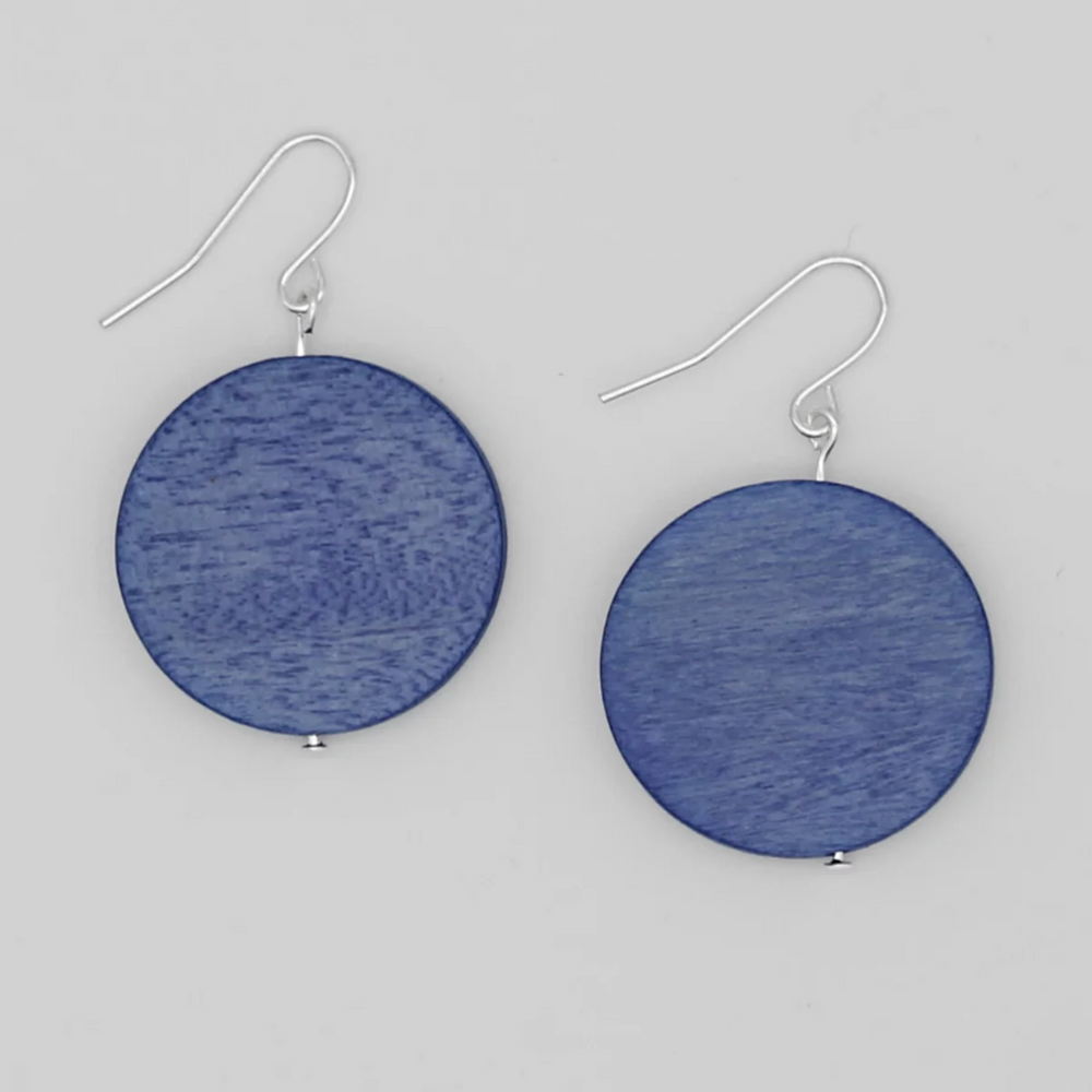 Periwinkle Wooden Dot Earrings