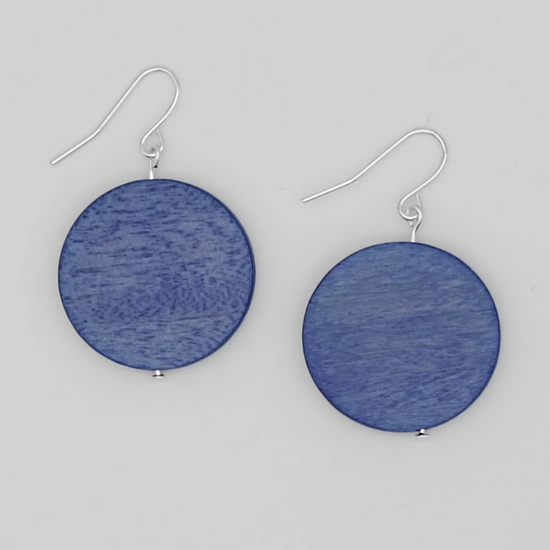 Periwinkle Wooden Dot Earrings