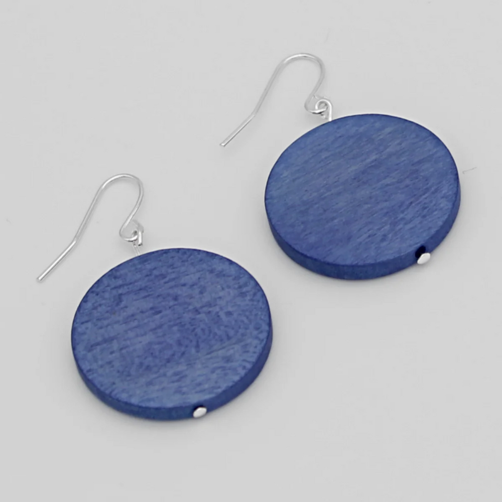 Periwinkle Wooden Dot Earrings