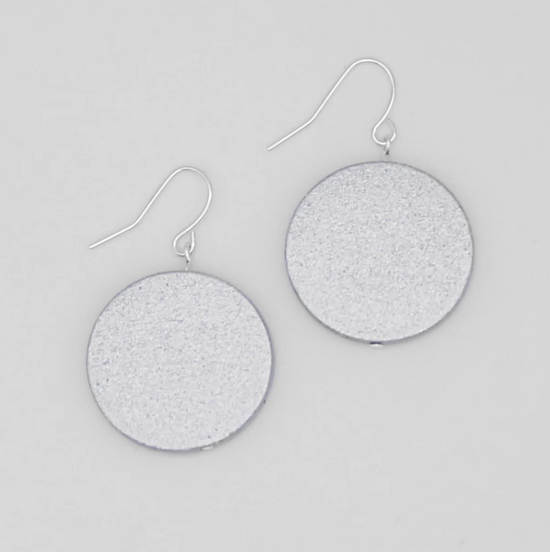 Silver Wooden Dot Earrings