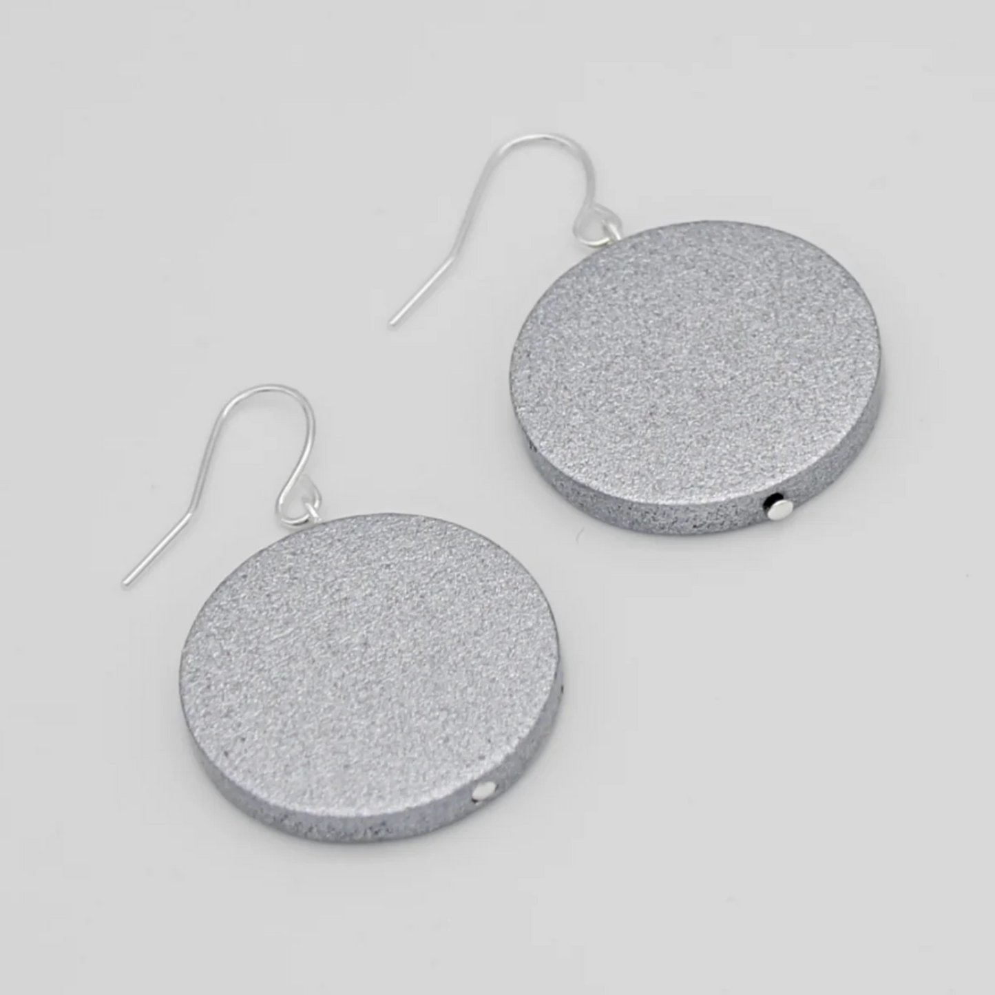 Silver Wooden Dot Earrings