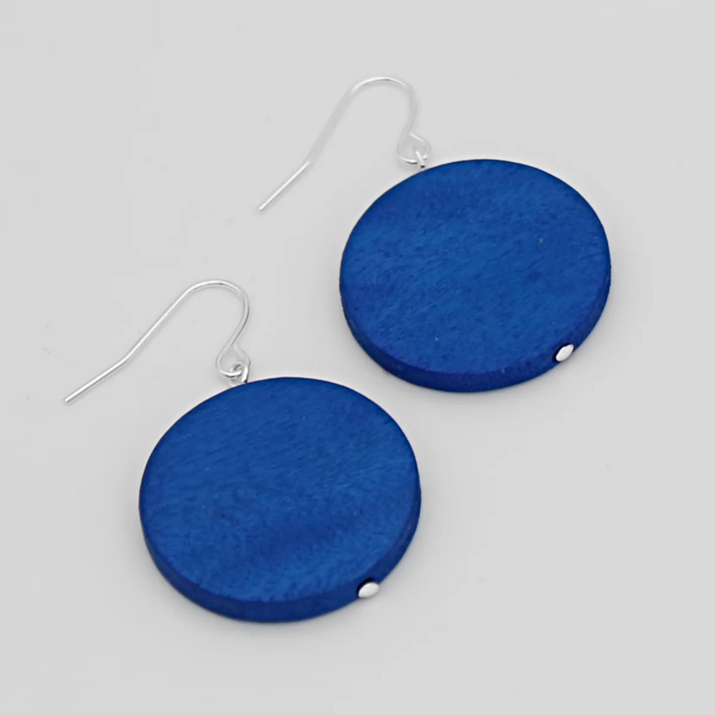 Cobalt Wooden Dot Earrings