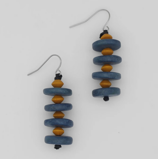 Blue and Mustard Tiggy Earrings